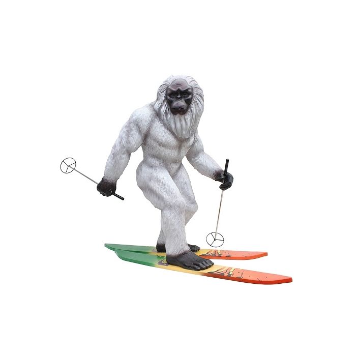 Yeti auf Skiern lebensgroß Deko- & Werbefigur