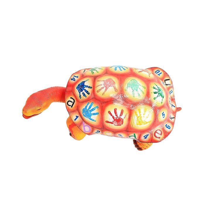 Bunte Schildkröte mit Alphabet und Ziffern zum Sitzen lebensgroß Sitzmöglichkeit