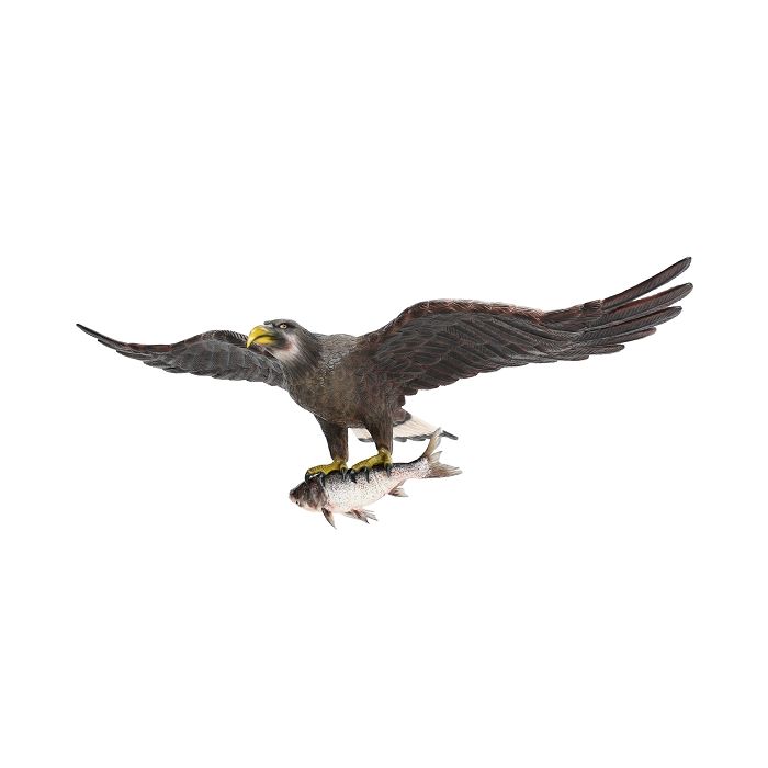 Goldener Adler fliegend mit Fisch lebensgroß Deko- & Werbefigur