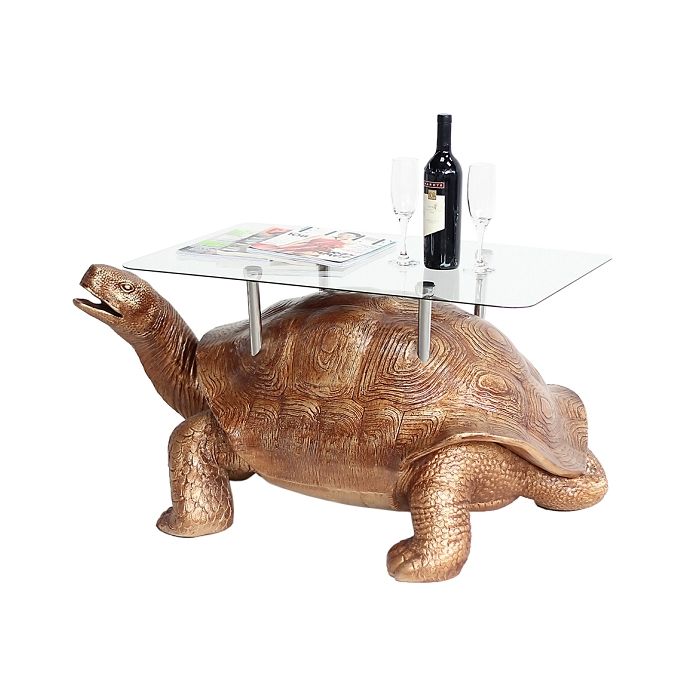 Goldene Schildkröte Tisch mit Glasplatte lebensgroß Tisch