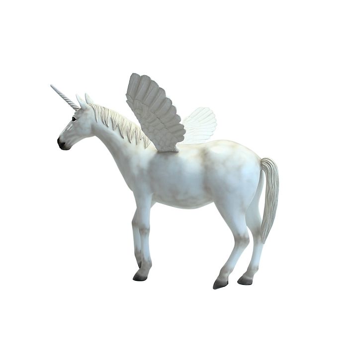 Weißes Einhorn mit Flügeln lebensgroß Deko- & Werbefigur