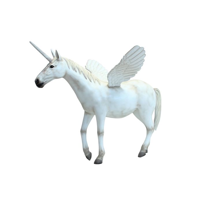 Weißes Einhorn mit Flügeln lebensgroß Deko- & Werbefigur