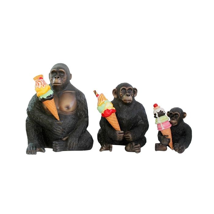 Affenfamilie mit Eis lebensgroß Deko- & Werbefigur