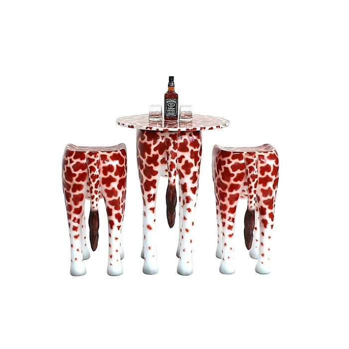Tisch mit 2 Hockern Giraffe verkleinert Sitzmöglichkeit, Tisch