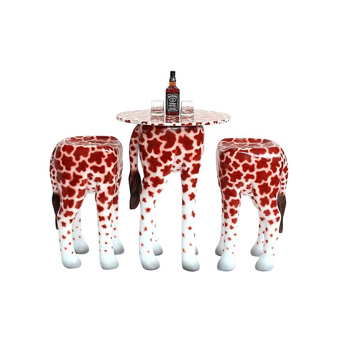 Tisch mit 2 Hockern Giraffe verkleinert Sitzmöglichkeit, Tisch