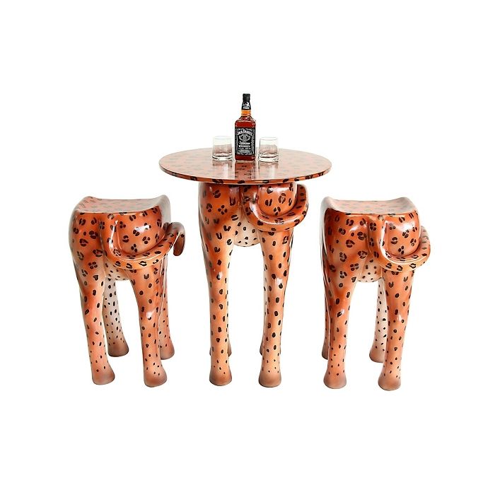 Tisch mit 2 Hockern Leopard verkleinert Sitzmöglichkeit, Tisch