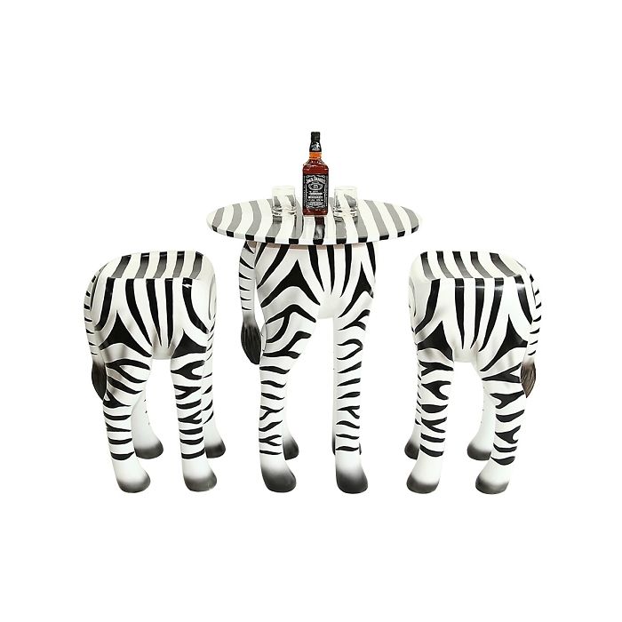 Tisch mit 2 Hockern Zebra verkleinert Sitzmöglichkeit, Tisch