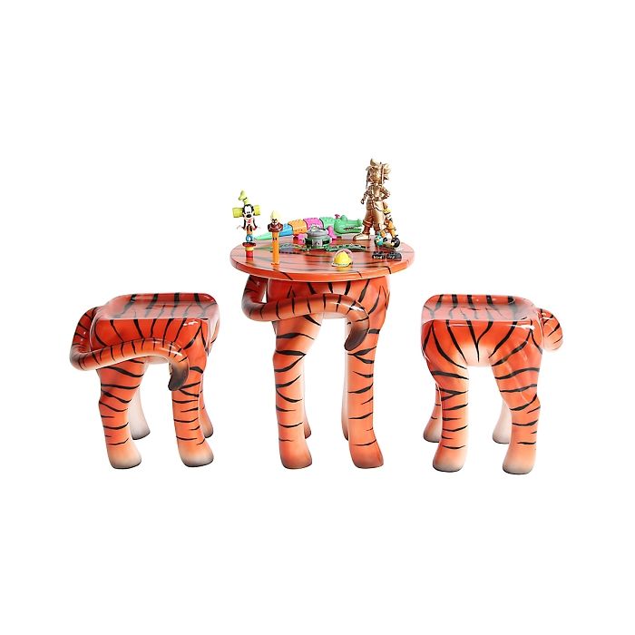 Tisch mit 2 Hockern Tiger für Kinder verkleinert Sitzmöglichkeit, Tisch