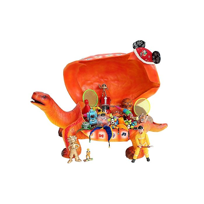 Bunte Schildkröte mit kyrillischem Alphabet und Ziffern zum Sitz lebensgroß Dekorationsfigur