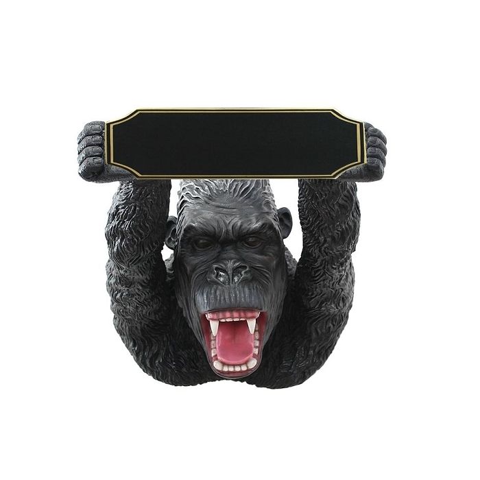 Gorilla mit Angebotstafel lebensgroß Dekoköpfe & Büsten