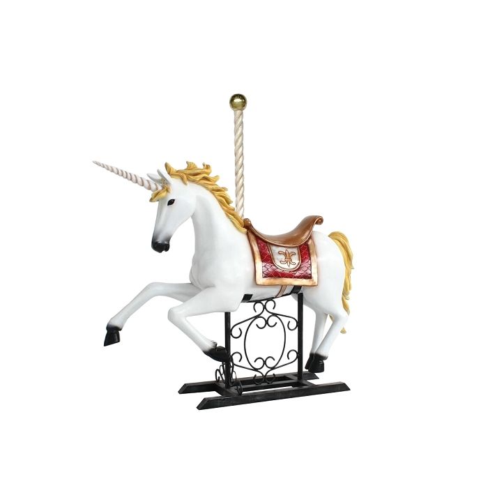 Karussel Einhorn mit Sattel und Stange verkleinert Deko- & Werbefigur