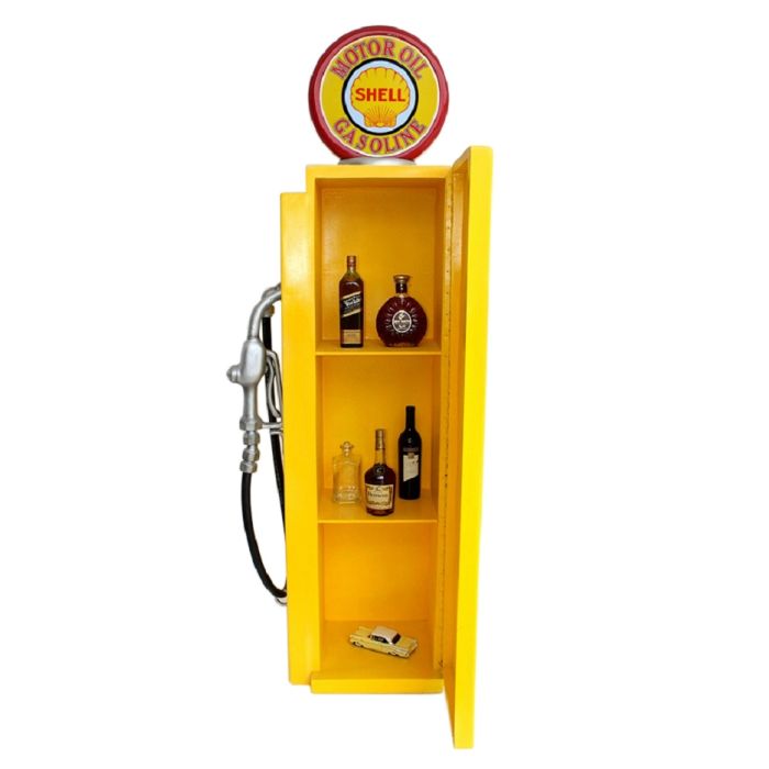 Retro Tankstelle Gelb Rot als Schrank verkleinert Aufbewahrung