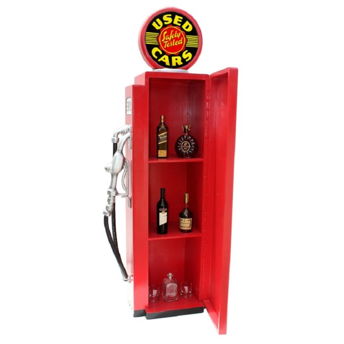 Retro Zapfsäule Rot als Schrank verkleinert Aufbewahrung