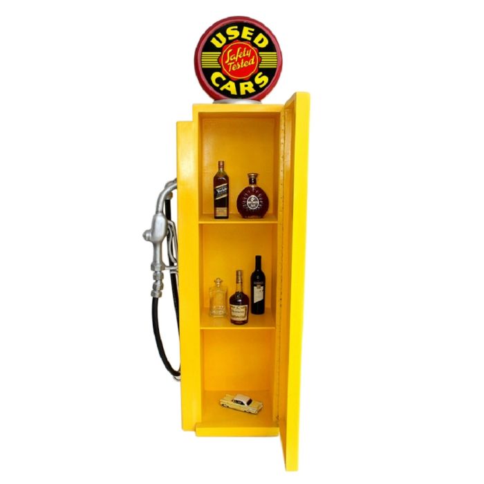 Retro Zapfsäule Gelb Rot als Schrank verkleinert Aufbewahrung