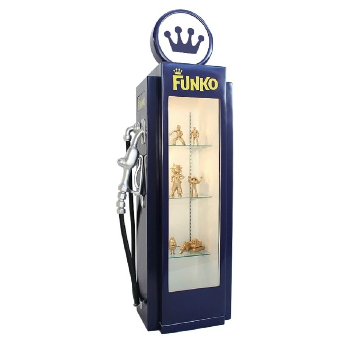 Retro Zapfsäule Dunkelblau als Vitrine verkleinert Aufbewahrung