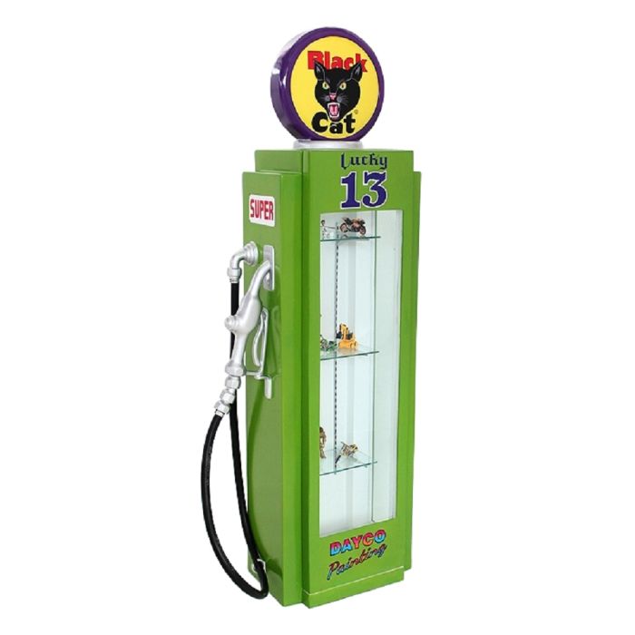 Retro Zapfsäule Grün als Vitrine verkleinert Aufbewahrung