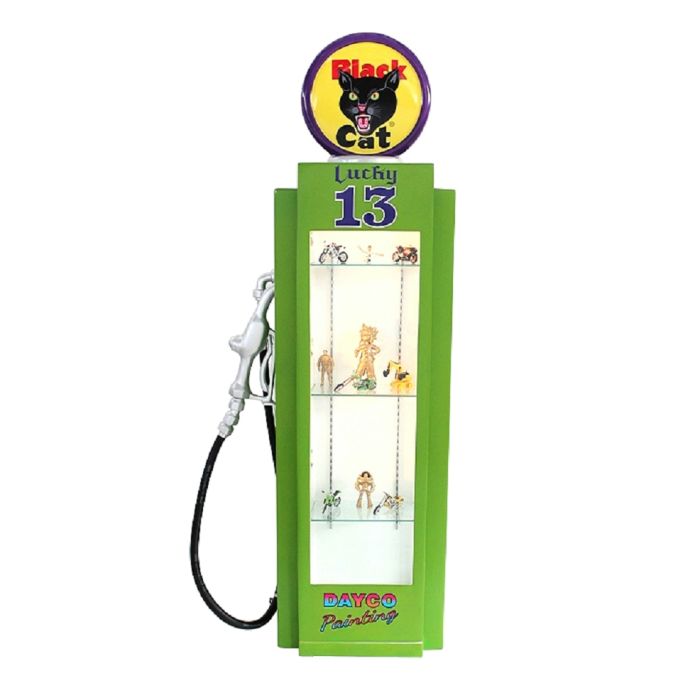 Retro Zapfsäule Grün als Vitrine verkleinert Aufbewahrung