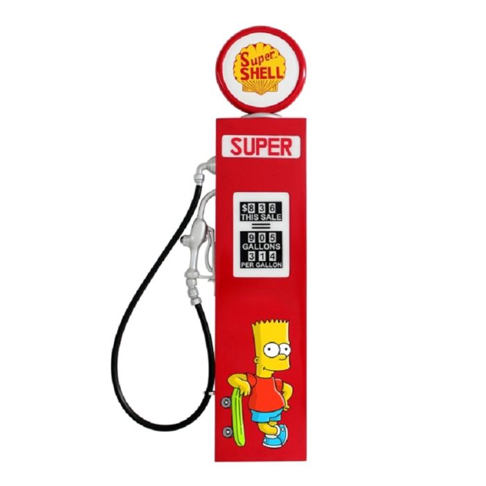 Retro Zapfsäule Rot mit Bart Simpson als Wanddeko verkleinert Dekorationsfigur