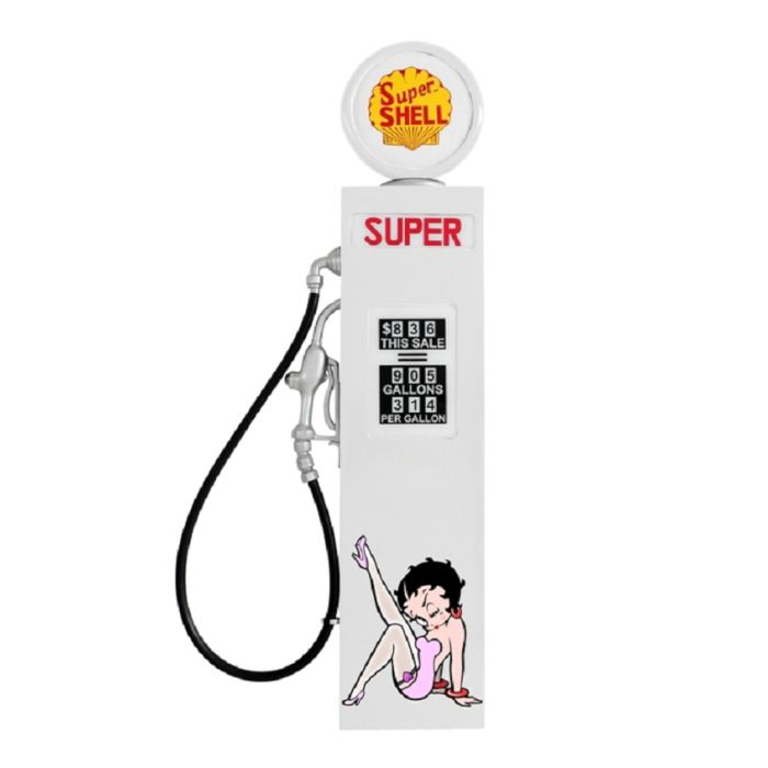 Oldschool Zapfsäule Weiß mit Betty Boop als Wanddeko verkleinert Dekorationsfigur