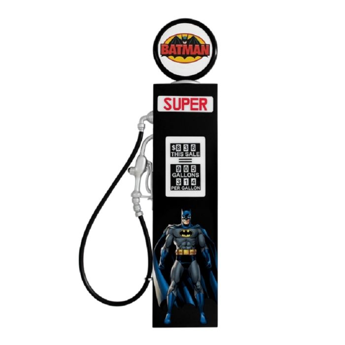 Oldschoool Zapfsäule Schwarz mit Batman als Wanddeko verkleinert Dekorationsfigur