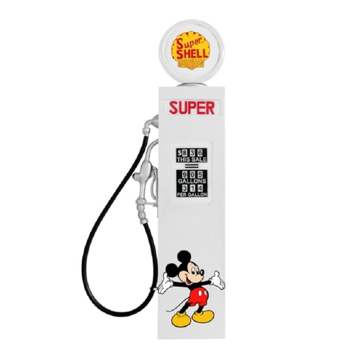 Retro Zapfsäule Weiß mit Mickey Mouse als Wanddeko verkleinert Dekorationsfigur