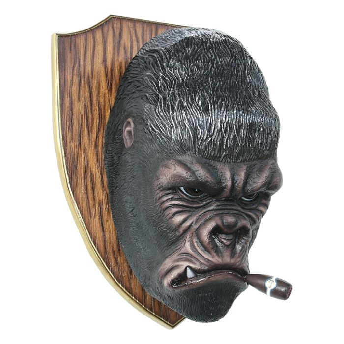 Gorillakopf mit Zigarre für Wand lebensgroß Dekoköpfe & Büsten
