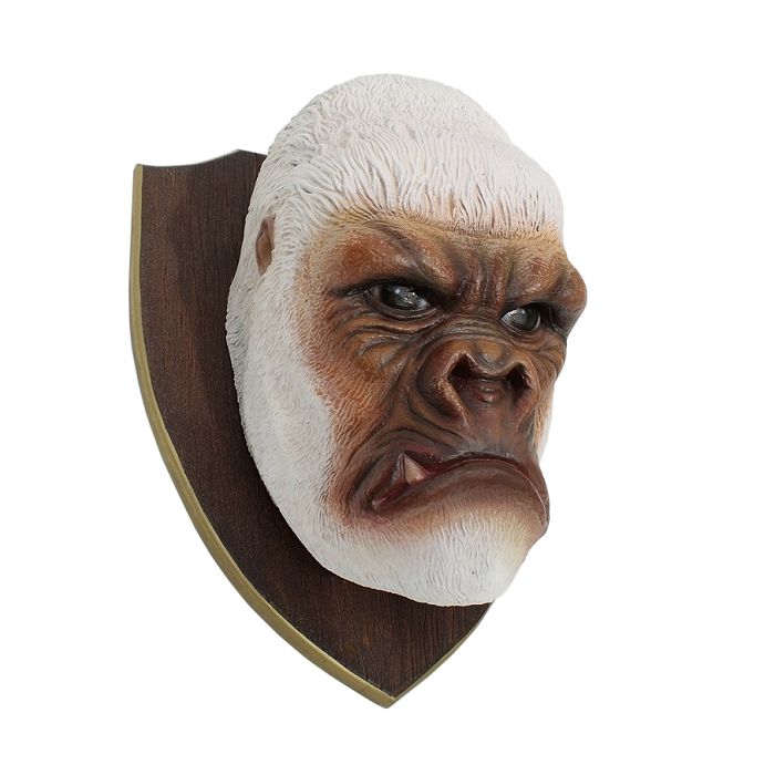 Weißer Gorillakopf auf Holz lebensgroß Dekoköpfe & Büsten