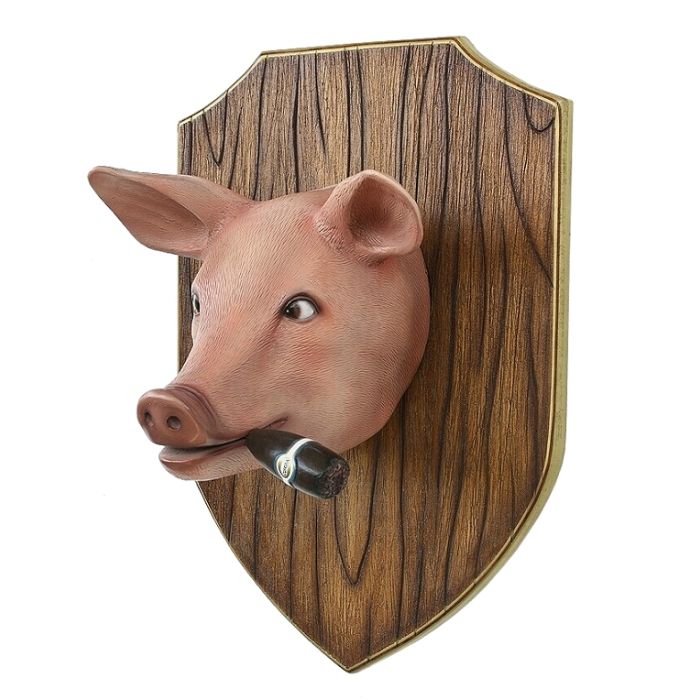 Schweinekopf auf Holz lebensgroß Dekoköpfe & Büsten