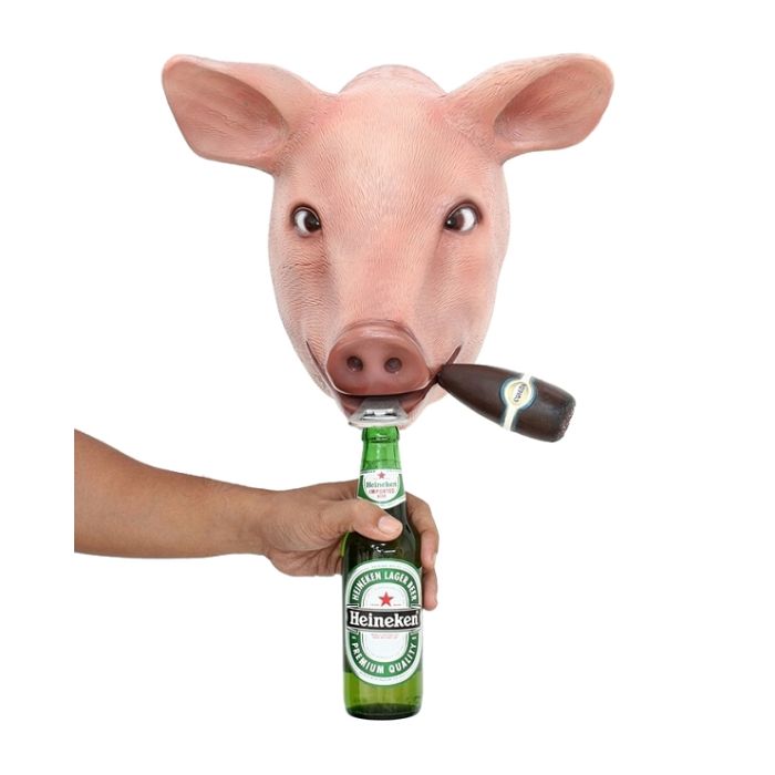 Schweinekopf mit Zigarre Flaschenöffner lebensgroß Flaschenöffner