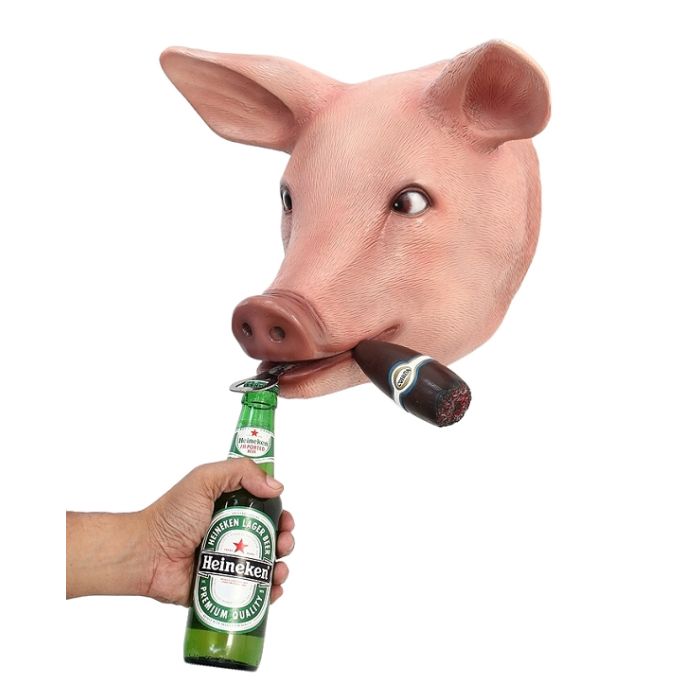 Schweinekopf mit Zigarre Flaschenöffner lebensgroß Flaschenöffner