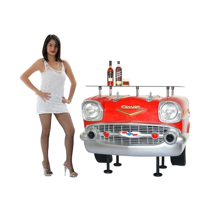 Bar Chevy Front Rot mit Glasplatte lebensgroß Ablagemöglichkeit