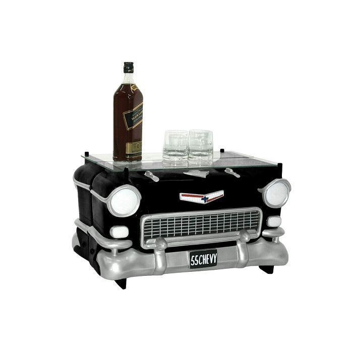 Tisch Chevy Schwarz mit Glasplatte verkleinert Tisch