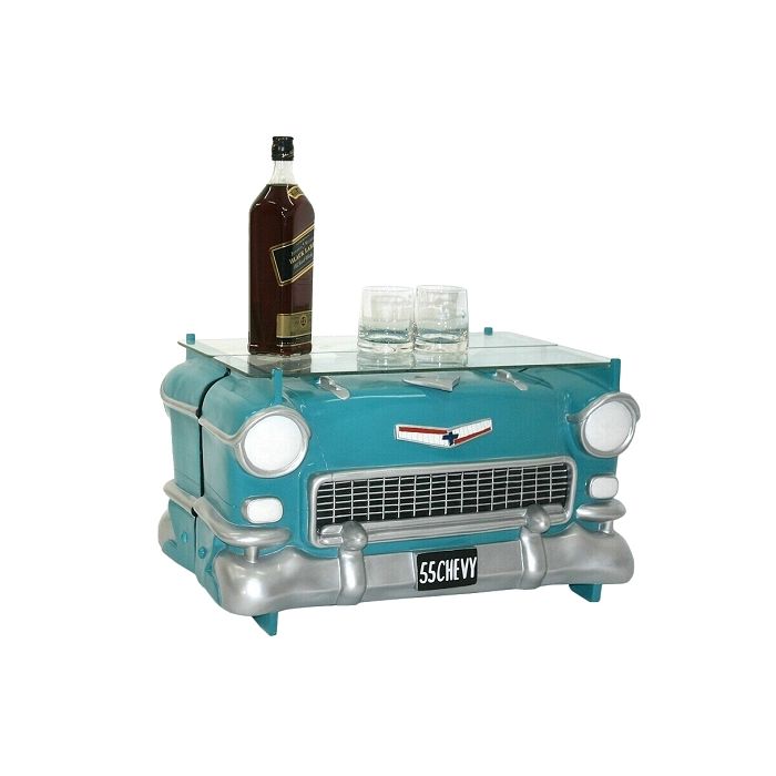 Tisch Chevy Türkis mit Glasplatte verkleinert Tisch