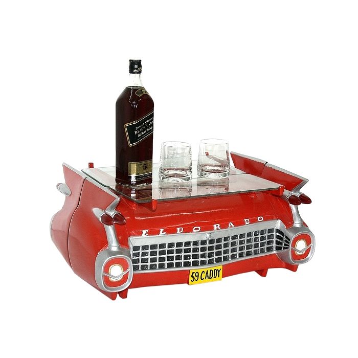 Tisch Daddy Car Rot mit Glasplatte verkleinert Tisch