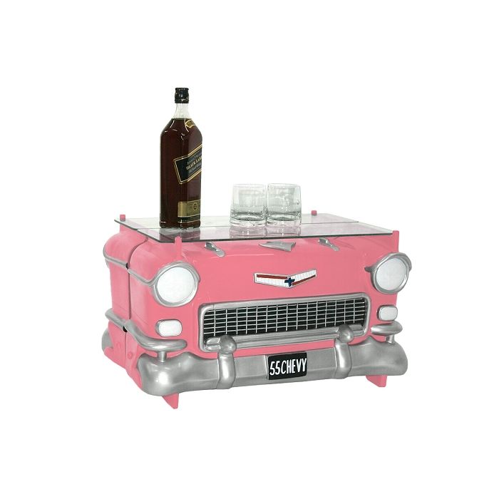 Tisch Chevy Rosa mit Glasplatte verkleinert Tisch