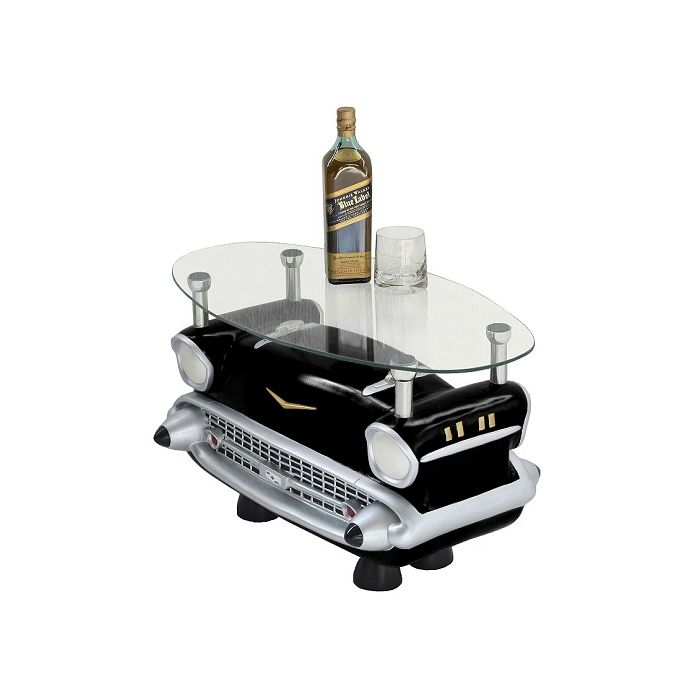 Couchtisch Chevy Schwarz mit Glasplatte verkleinert Tisch