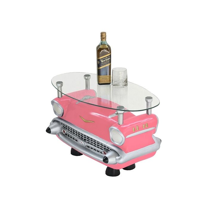 Couchtisch Chevy Hellblau mit Glasplatte verkleinert Tisch