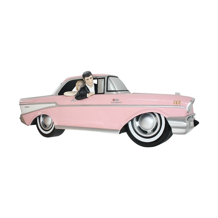 Wanddeko Chevy Rosa mit Elvis und Marilyn verkleinert Dekorationsfigur