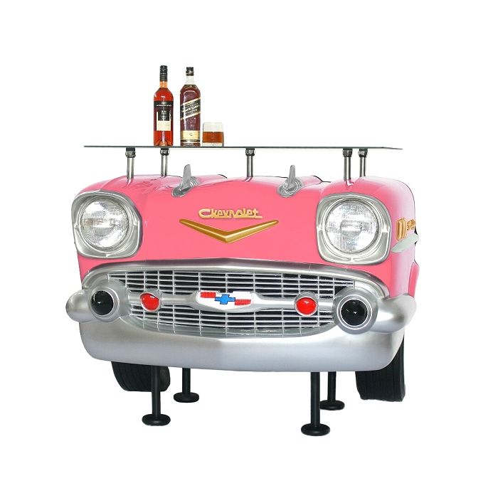 Bar Chevy Front Rosa mit Glasplatte lebensgroß Ablagemöglichkeit