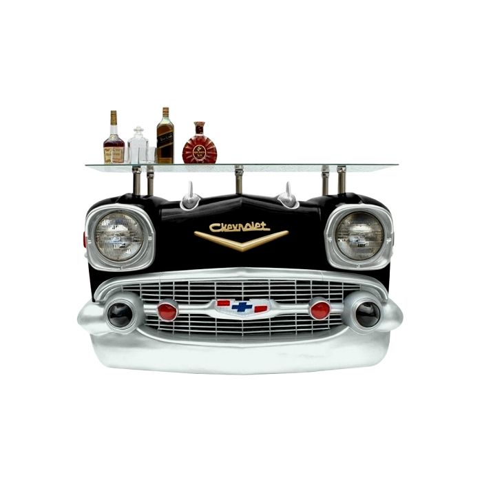 Wandkonsole Chevy Schwarz mit Glasplatte verkleinert Tisch