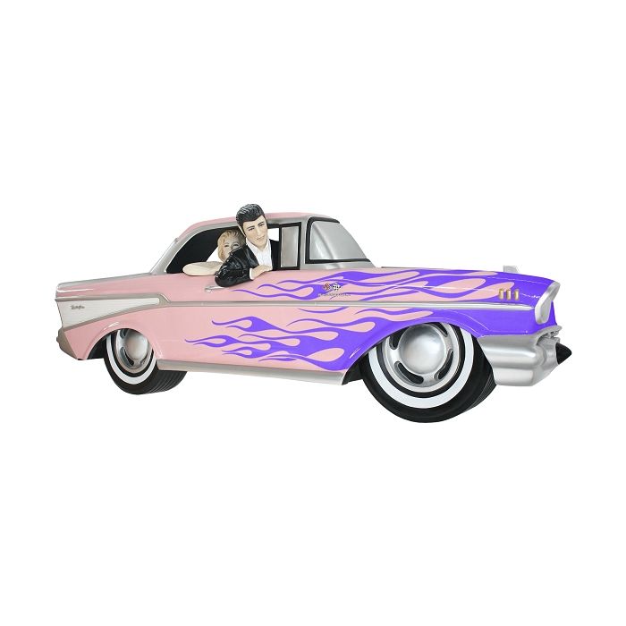 Wanddeko Chevy Rosa mit lila Flammen und Elvis verkleinert Dekorationsfigur