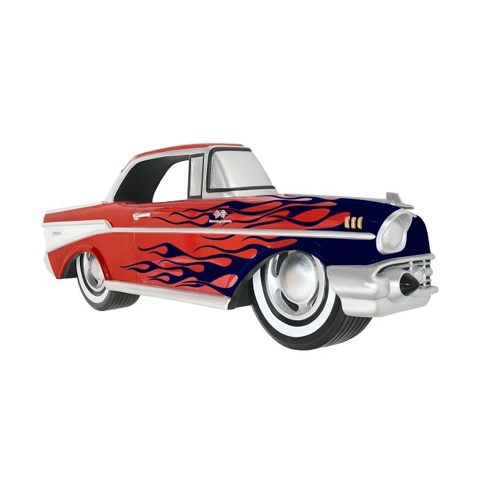 Wanddeko Chevy Rot mit blauen Flammen verkleinert Dekorationsfigur