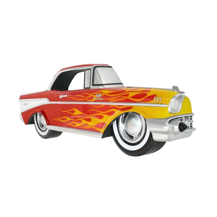 Wanddeko Chevy Rot mit gelben Flammen verkleinert Dekorationsfigur