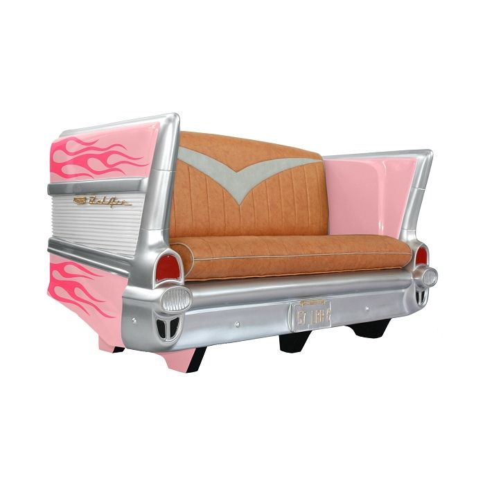 Sofa Chevy Rosa mit pinken Flammen lebensgroß Sitzmöglichkeit
