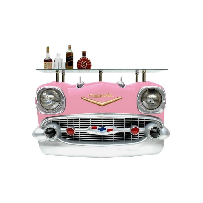 Wandkonsole Chevy Rosa mit Glasplatte verkleinert Tisch