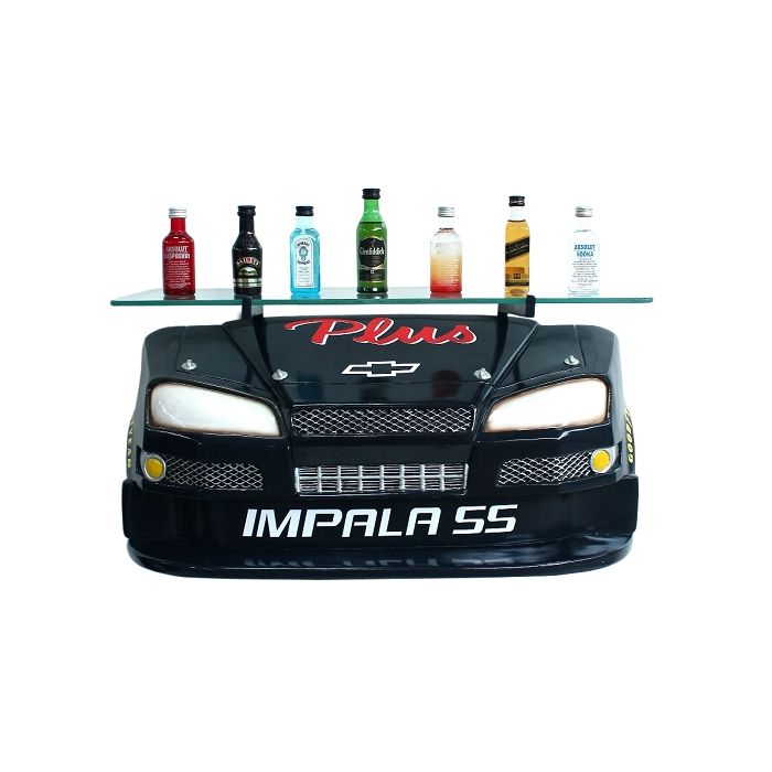 Wandregal Chevy Impala Schwarz mit Glasplatte verkleinert Tisch