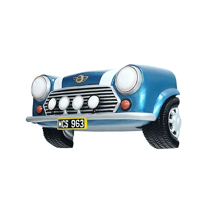 Wanddeko Mini Cooper Blau verkleinert Dekorationsfigur