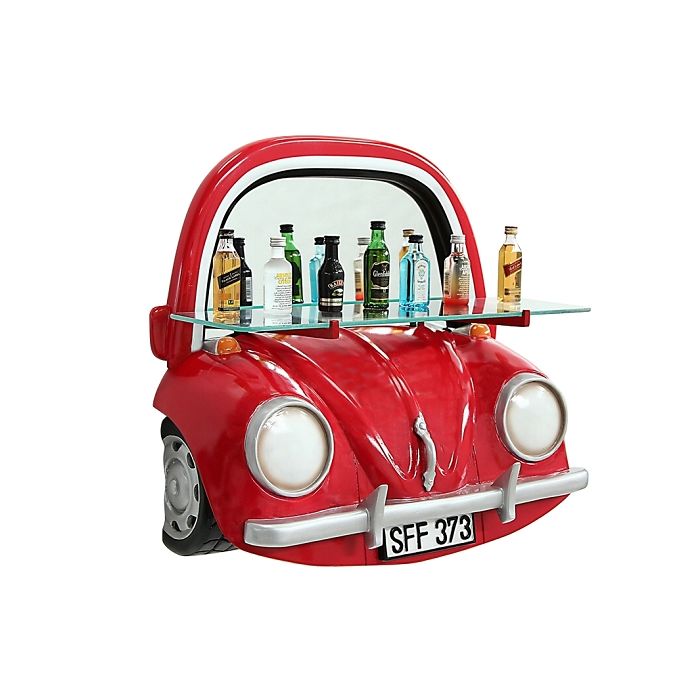 Spiegel VW Rot mit Regal verkleinert Ablagemöglichkeit, Spiegel