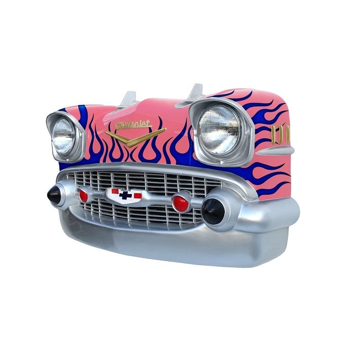 Wanddeko Chevy Rosa Front mit blauen Flammen verkleinert Dekorationsfigur