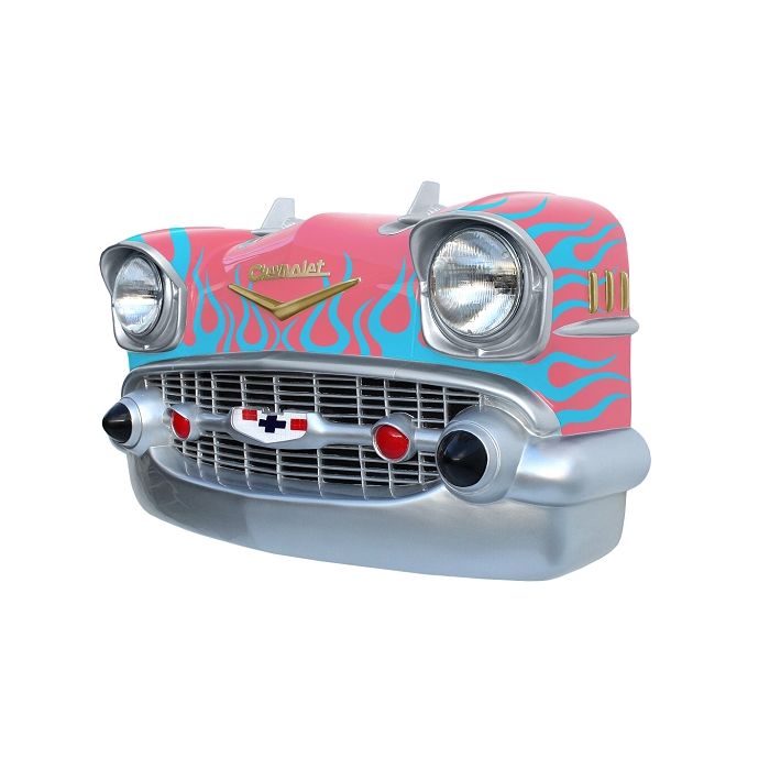 Wanddeko Chevy Rosa Front mit hellblauen Flammen verkleinert Dekorationsfigur